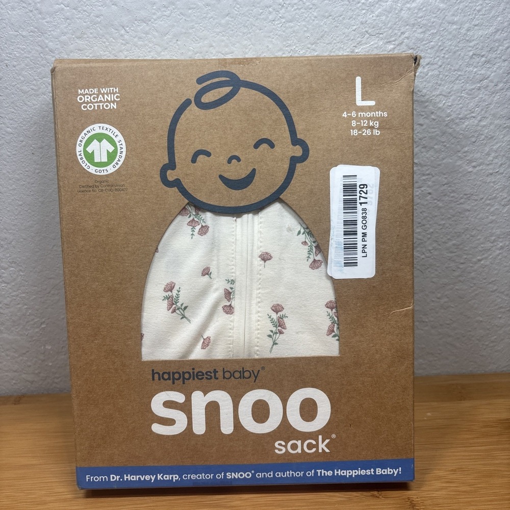 Snoo Sleep Sack Large 4-6 Months  18-26lb White Pink Floral Happiest Baby
